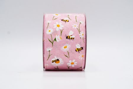 Frühlingsblumen mit Bienen Kollektion Band_KF7489GC-5-5_pink